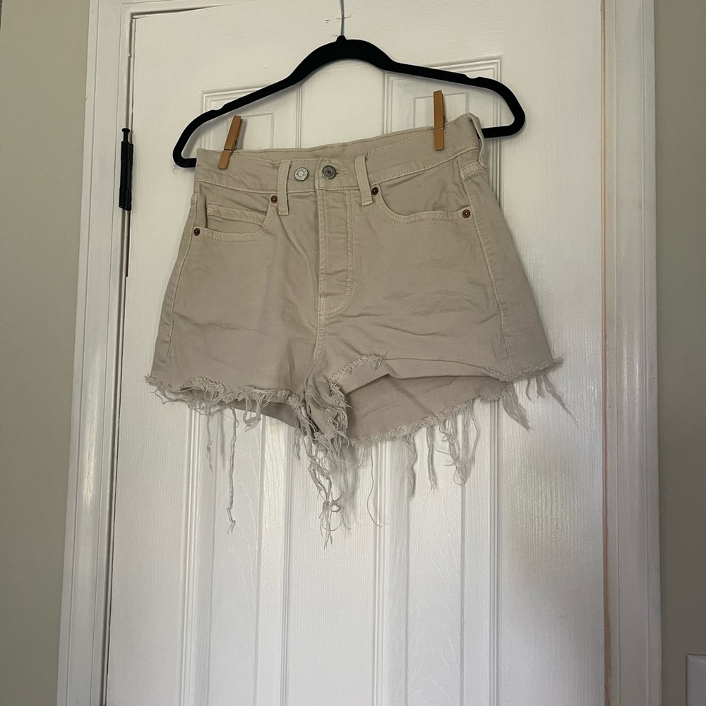 Old Navy Cream Frayed Jean Shorts